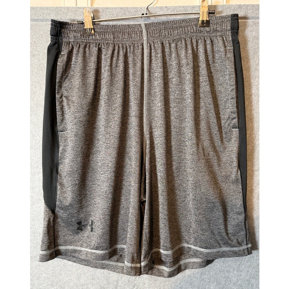 Under Armour Shorts Large Gray Black Loose Fit Athletic Gym Training Basketball
